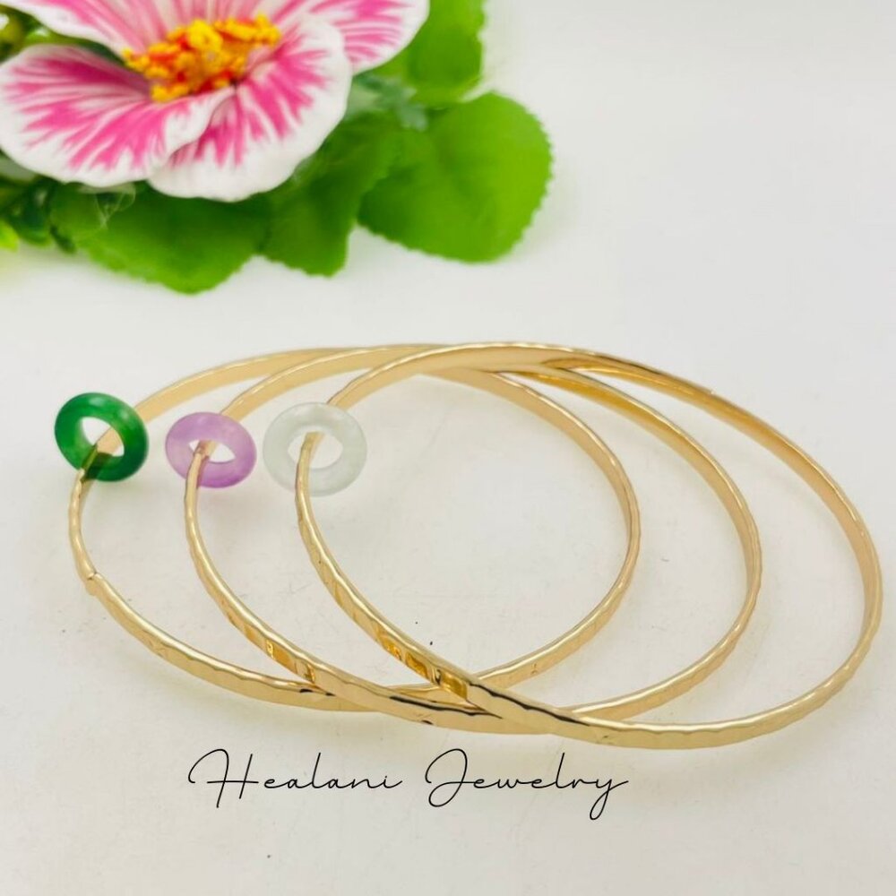 Trio Jade Bracelets - Lavender, Green, and White